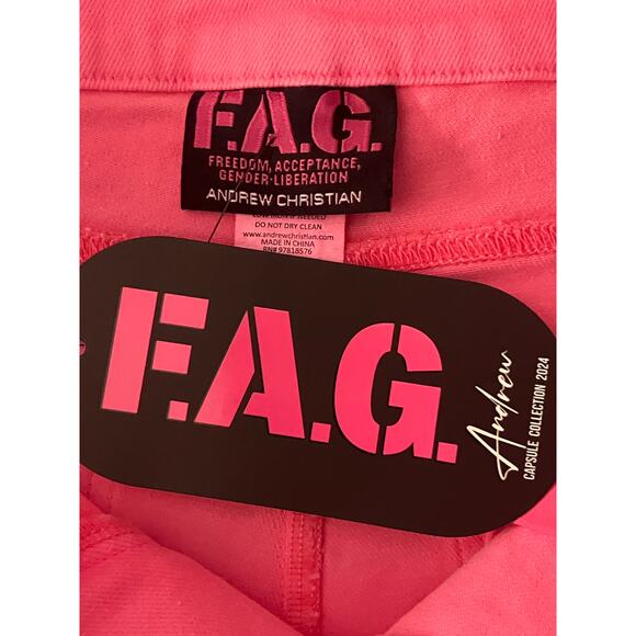 Andrew Christian Chain Shorts Hot Pink 34" Waist 2" Inseam - Picture 10 of 10